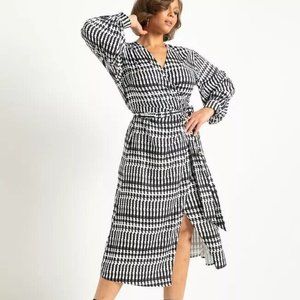 ELOQUII Printed Midi Wrap Dress - Black & White SIZE 14 | NWT